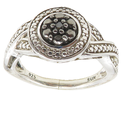 925 Sterling Silver Vintage Genuine Diamonds Twist Band Ring Sz 6.5  RG18387