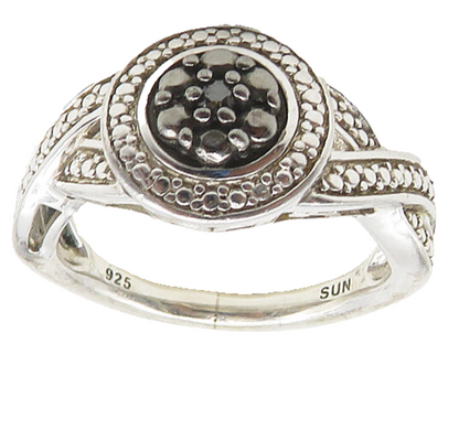 925 Sterling Silver Vintage Genuine Diamonds Twist Band Ring Sz 6.5  RG18387