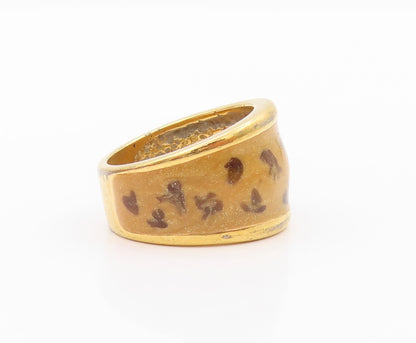 925 Sterling Silver Vintage Ring DAVID SIGAL Gold Plated Enameled  SZ 9  RG32207
