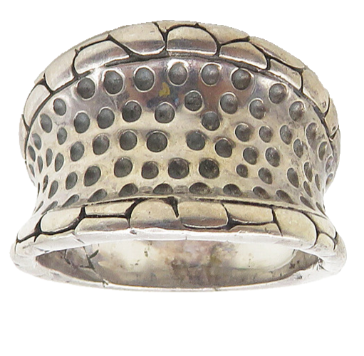 925 Sterling Silver  Vintage Dotted Pattern Concave Band Ring Sz 6.5  RG18280