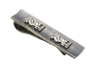 925 Sterling Silver  Vintage Oxidized Traditional Detail Tie Clip  TR2301