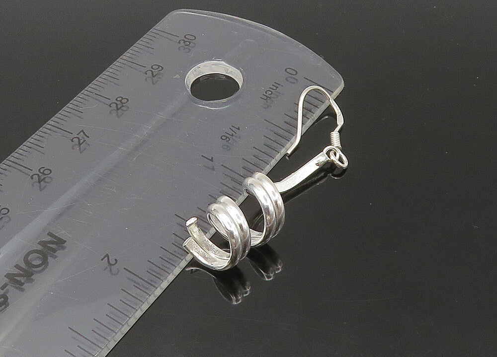 925 Sterling Silver  Vintage Shiny Polished Spiral Dangle Earrings  EG11033
