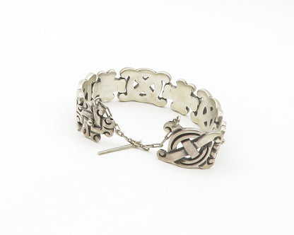 MEXICO 925 Sterling Silver Vintage Solid Textured Chain Bracelet  BT6731