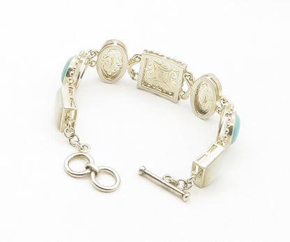 WHITNEY KELLY 925 Silver Vintage Agate & Multi Stone Chain Bracelet BT6732