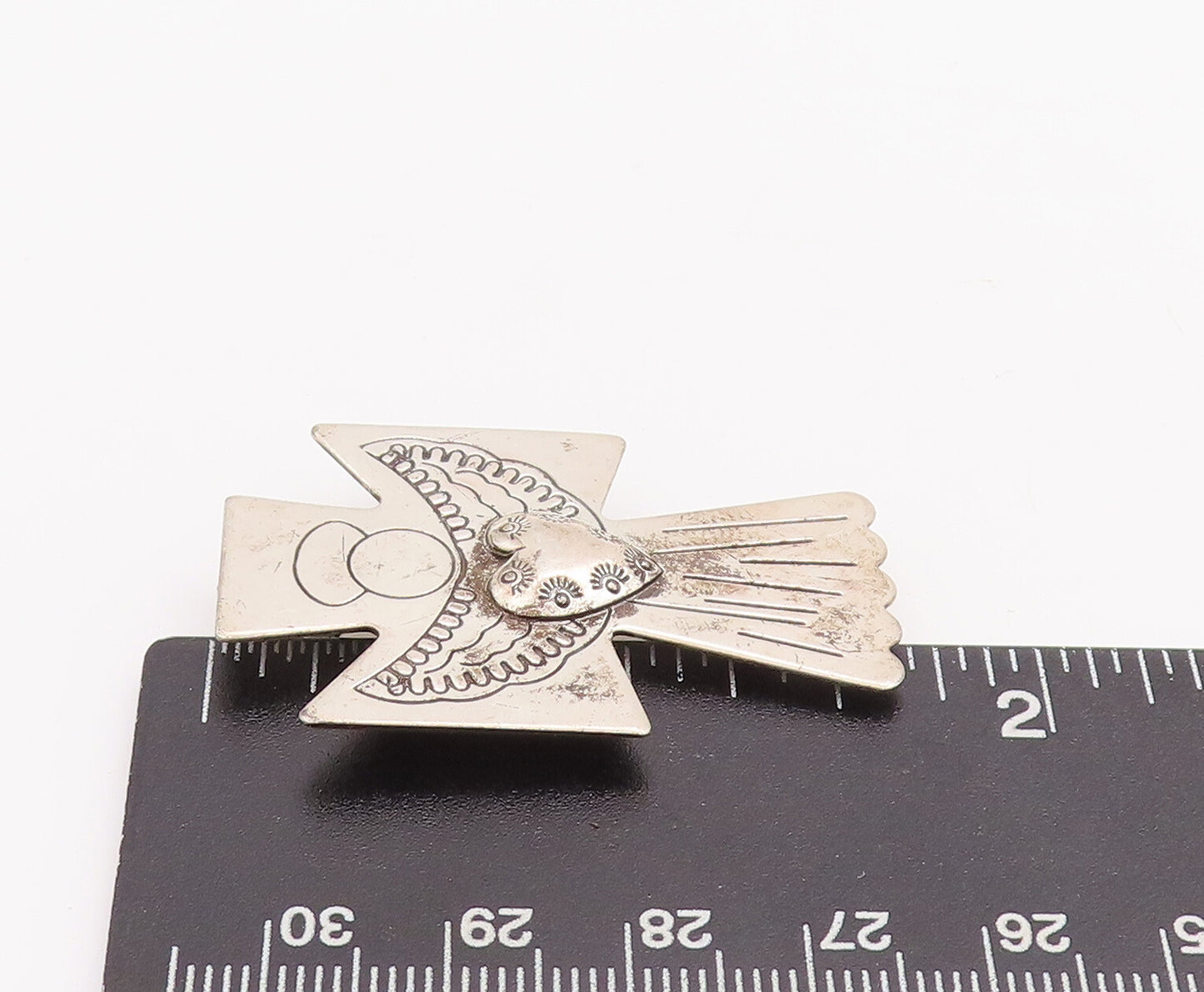 925 Sterling Silver Vintage Brooch Pin CAROLYN POLLACK Etched Angel  BP11137