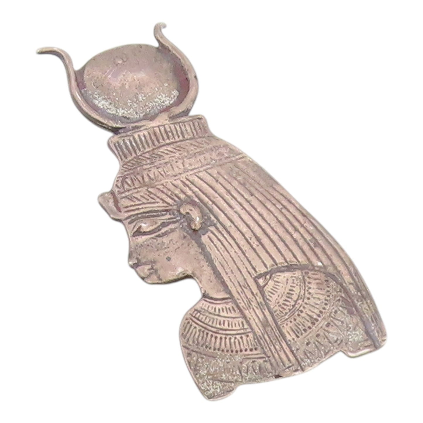 925 Sterling Silver Vintage Brooch Pin MMA Etched Hathor Goddess Profile BP12552