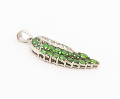 925 Sterling Silver Vintage Pendant Elegant Peridot & Topaz Angel Wing  PT26485