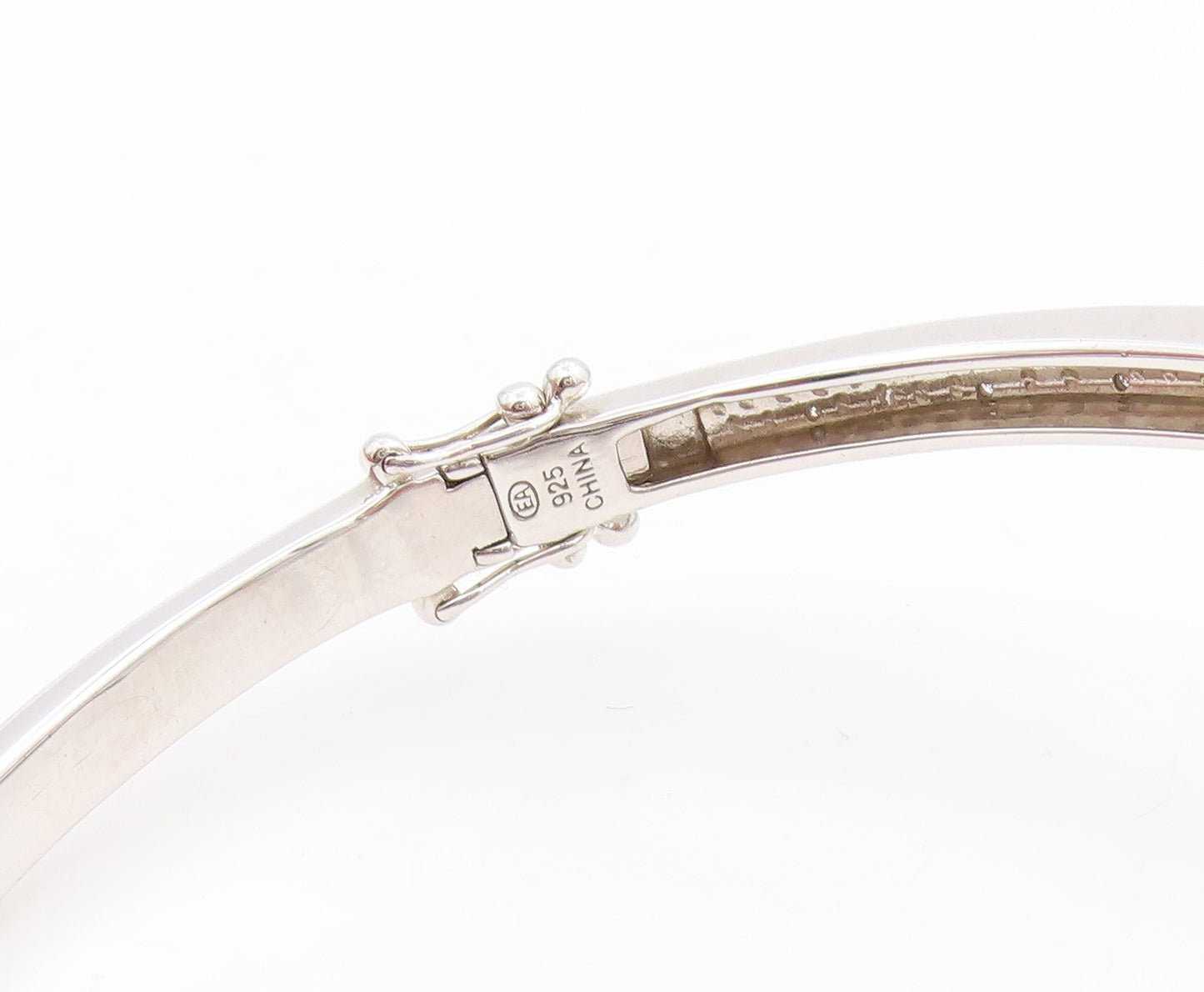 925 Sterling Silver Vintage Bracelet Genuine Diamonds Ribbon Bow Bangle  BT11803