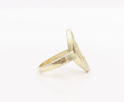 925 Sterling Silver Vintage Ring Cutout Leaf Tip Shape CZ Bands  Sz 7.5  RG28413