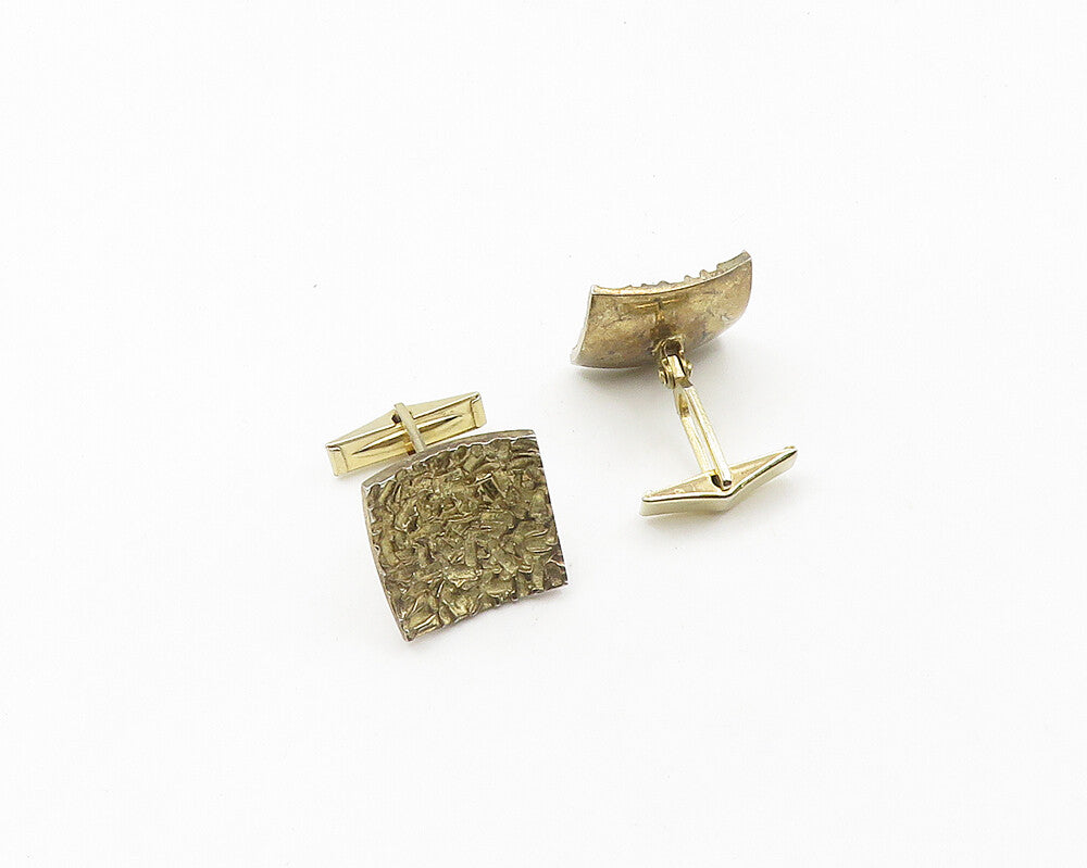 925 Sterling Silver  Vintage Shiny Chiseled Design Square Cufflinks  TR2601