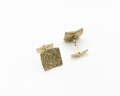 925 Sterling Silver  Vintage Shiny Chiseled Design Square Cufflinks  TR2601