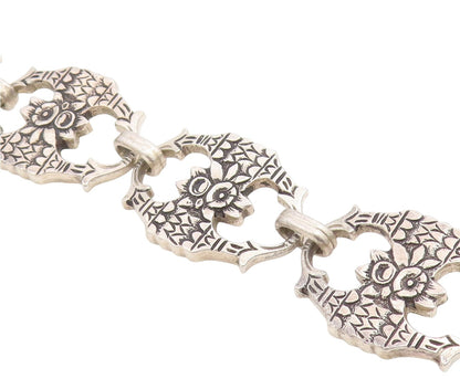 BB 925 Sterling Silver  Vintage Floral Etched Design Chain Bracelet  BT8508