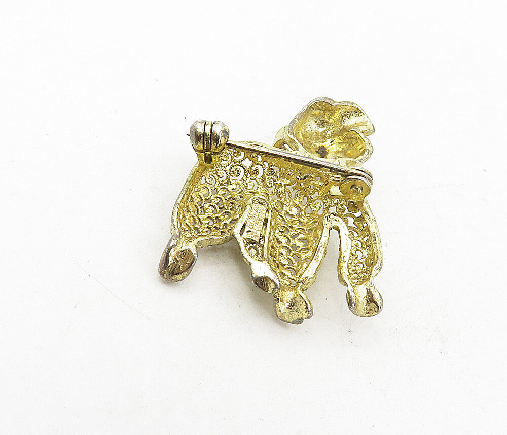 GERMANY 925 Silver  Vintage Petite Gold Plated Swirl Puppy Brooch Pin  BP3188