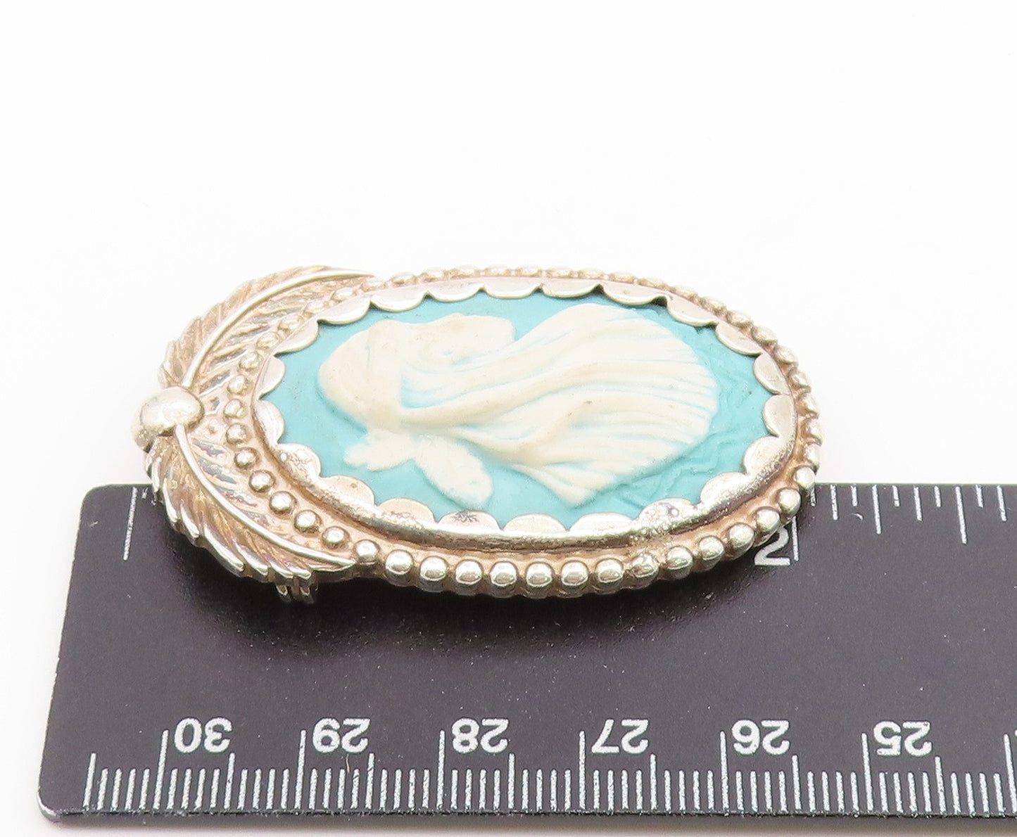 925 Sterling Silver Vintage Brooch Pin CAROLYN POLLACK Cameo Portrait  BP12661