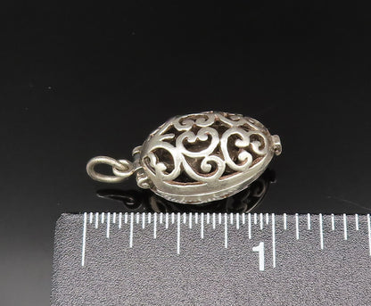 925 Sterling Silver  Vintage Open Scroll Sphere Pendant (OPENS)  PT20909