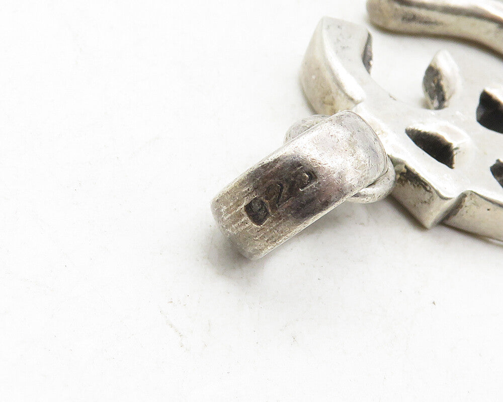 925 Sterling Silver  Vintage Dark Tone Om Spiritual Symbol Pendant  PT7194