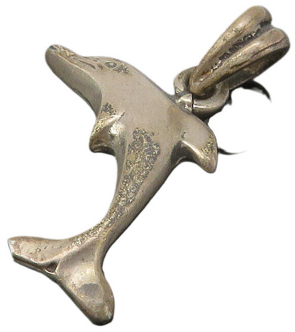 925 Sterling Silver  Vintage Dark Tone Leaping Dolphin Motif Pendant  PT11279