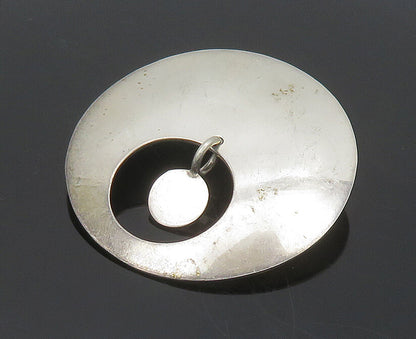 MEXICO 925 Sterling Silver  Vintage Shiny Smooth Open Circle Pendant  PT15620
