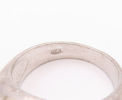 925 Sterling Silver Vintage Ring Solid Leaf Carved Inlay CZ  Sz 7  RG28363