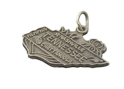 925 Sterling Silver  Vintage Petite Dark Tone Tennessee Map Pendant  PT9053