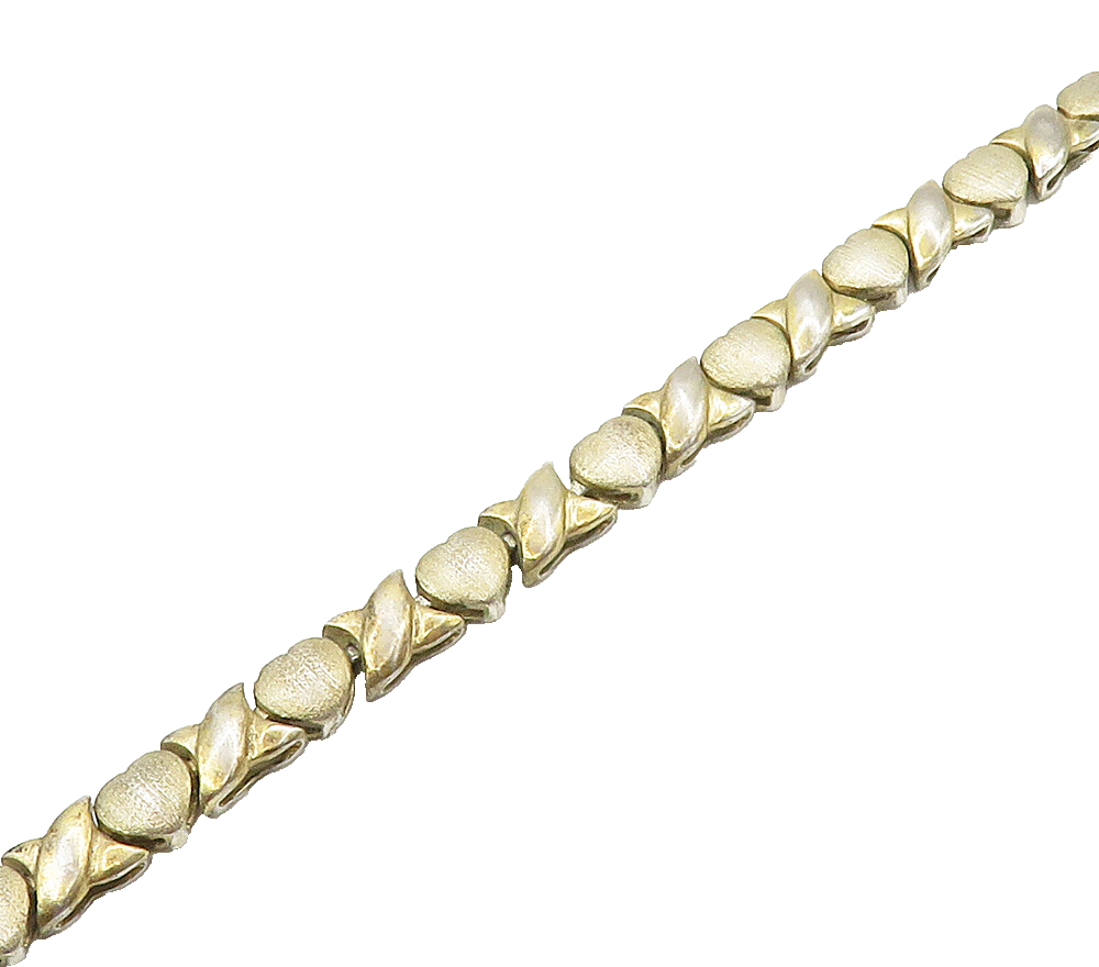 925 Sterling Silver  Vintage XO Love Heart Hugs & Kisses Chain Bracelet BT6317