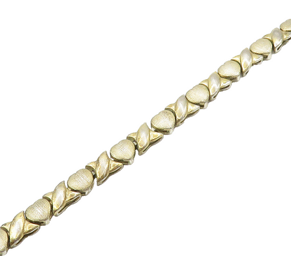 925 Sterling Silver  Vintage XO Love Heart Hugs & Kisses Chain Bracelet BT6317