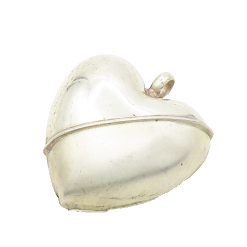 925 Sterling Silver  Vintage Shiny Matte Puffy Love Heart Pendant  PT14406