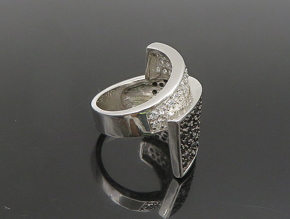 925 Silver  Vintage Overlapping Sapphire & Cubic Zirconia Ring Sz 7  RG24503