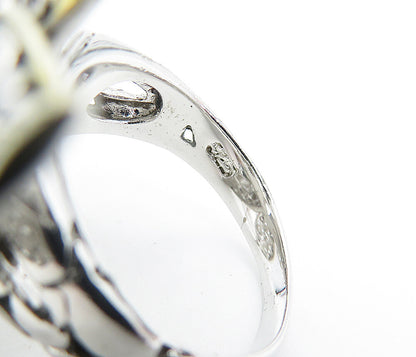 925 Sterling Silver  Cubic Zirconia Flower 2 Tone Cocktail Ring Sz 6  RG3629