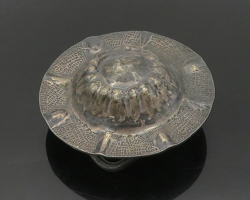 925 Sterling Silver  Vintage Antique Oxidized Dome Belt Buckle  TR2404
