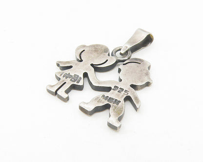 MEXICO 925 Sterling Silver  Vintage Happy Little Girl & Boy Pendant  PT9209