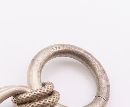 925 Sterling Silver Vintage Necklace Double Circle Toggle Clasp Chain  NE4736