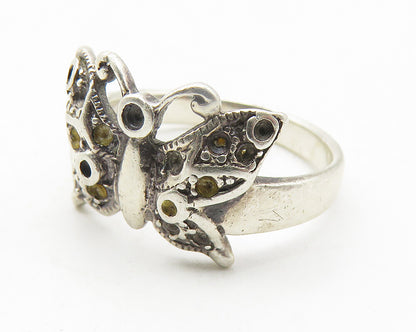 925 Sterling Silver   Vintage Butterfly Motif Smooth Band Ring Sz 7  RG11634