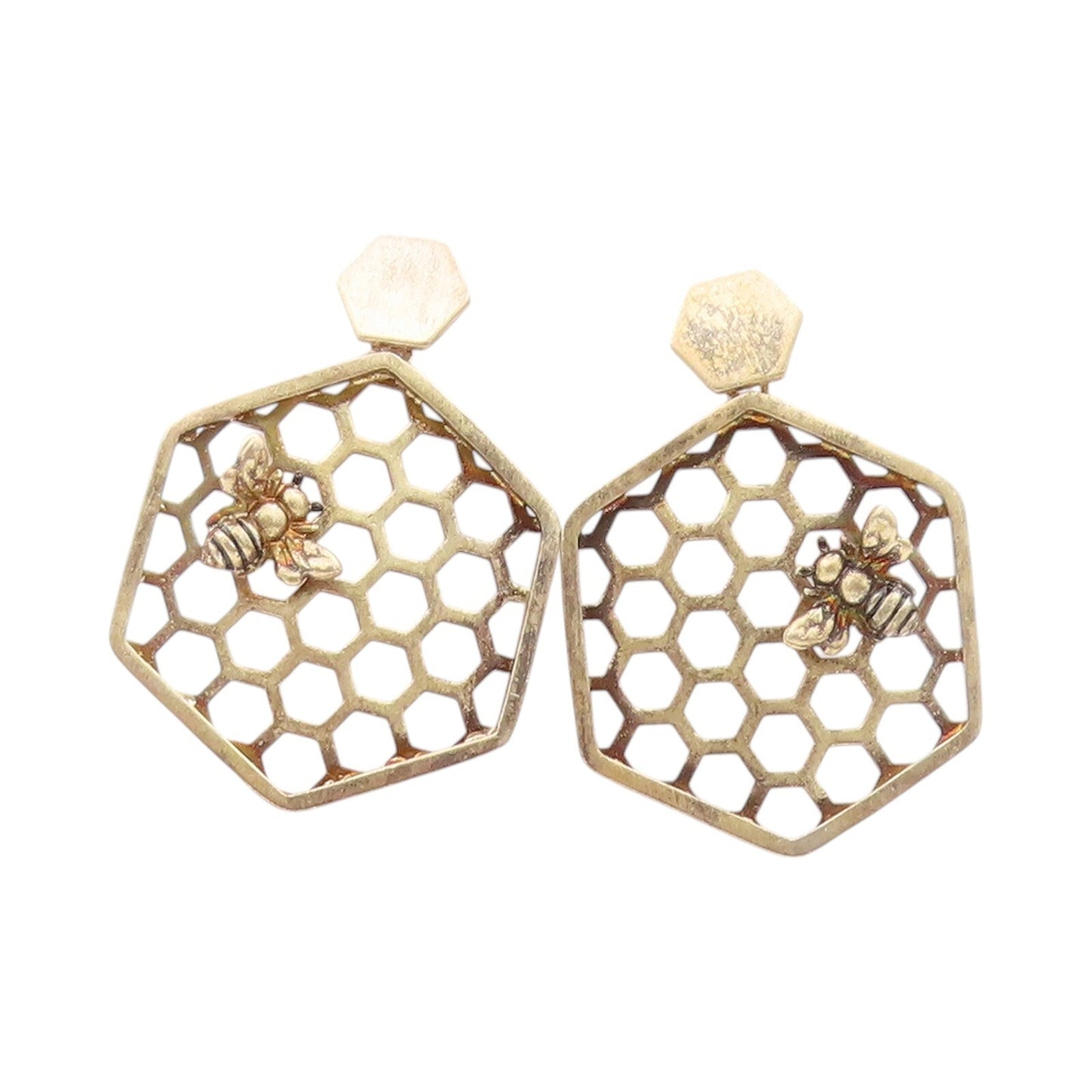 925 Sterling Silver Vintage Earrings Gold Plated Designer Honeycomb  EG13329