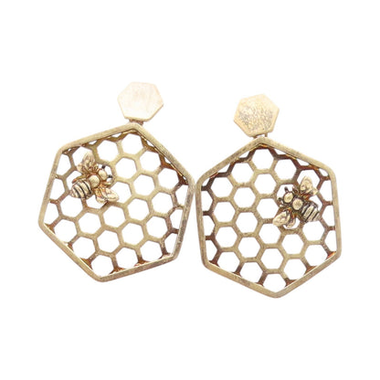 925 Sterling Silver Vintage Earrings Gold Plated Designer Honeycomb  EG13329