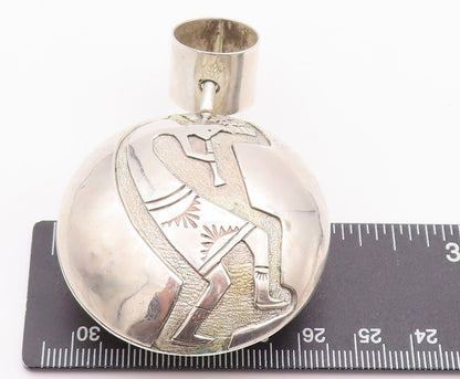 925 Sterling Silver Vintage Pendant NAVAJO Puffed Triable Carved  PT22950