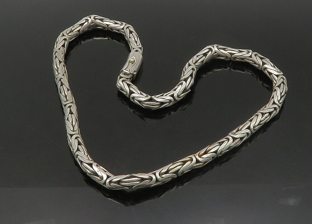 925 Sterling Silver  Vintage Minimalist Byzantine Link Chain Necklace  NE3726
