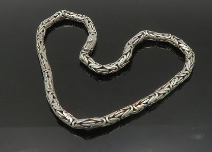 925 Sterling Silver  Vintage Minimalist Byzantine Link Chain Necklace  NE3726