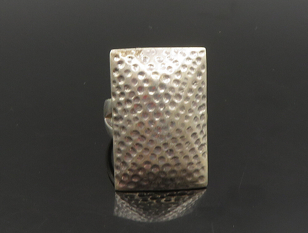 925 Sterling Silver  Vintage Rectangular Hammered Ring Sz 8.5  RG24304