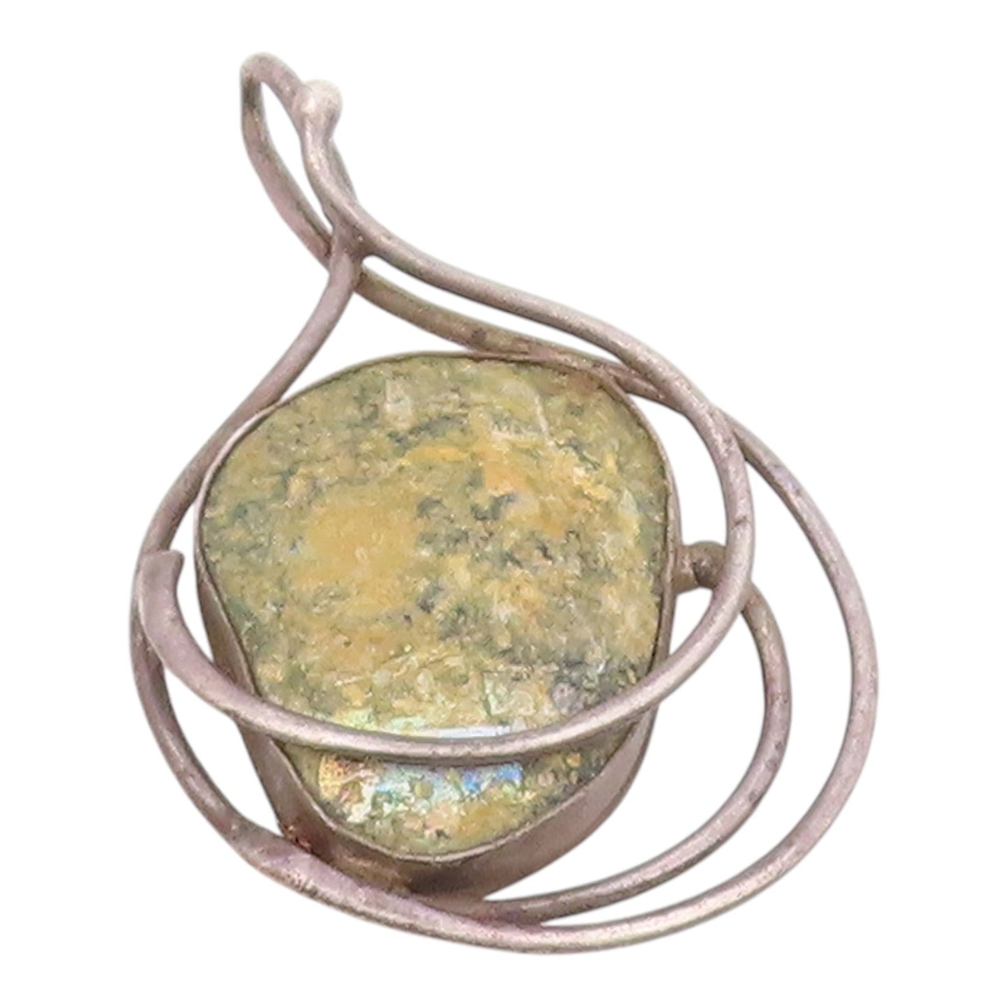 925 Sterling Silver  Vintage Multi Layer Wrapped Jasper Pendant  PT20322