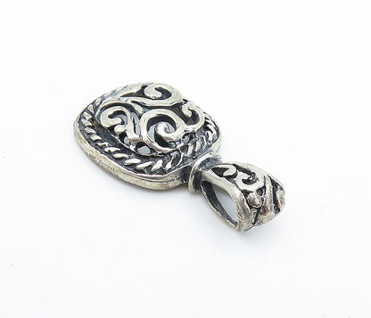 925 Sterling Silver  Vintage Open Swirl Dome Twist Detail Drop Pendant  PT4225