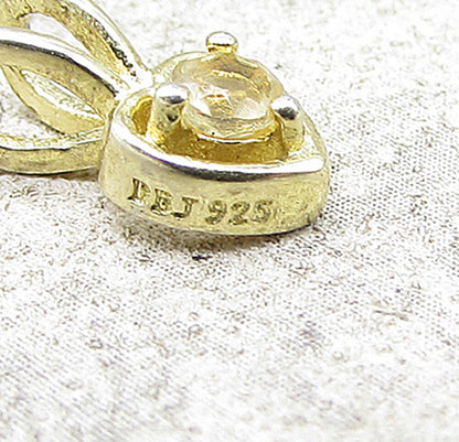 Gold Over 925 Sterling Silver Citrine Love Heart Slider Pendant PT1178