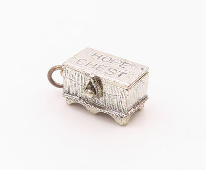DANECRAFT 925 Silver  Vintage Engraved Hope Chest Box Pendant (OPENS)  PT21716