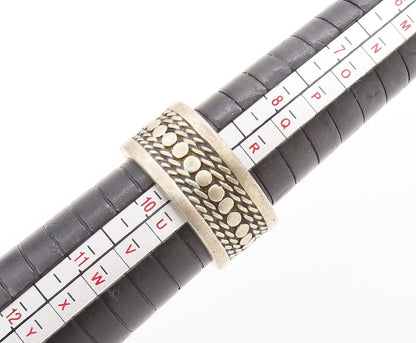 925 Sterling Silver Vintage Ring MEXICO Etched Dotted Wide Band  Sz 9.5  RG33610
