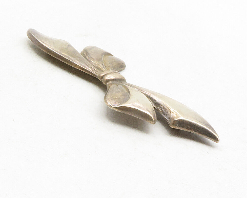 925 Sterling Silver  Vintage Bow Tied Ribbon Smooth Brooch Pin  BP4574