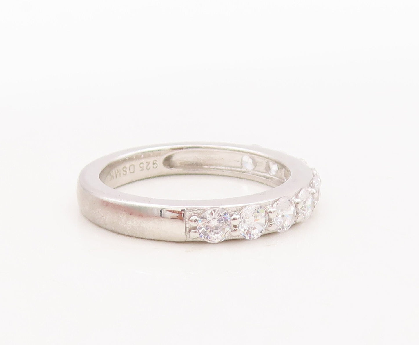 925 Sterling Silver Vintage Ring Minimalist Two Tone CZ Stackable  Sz 7  RG29470