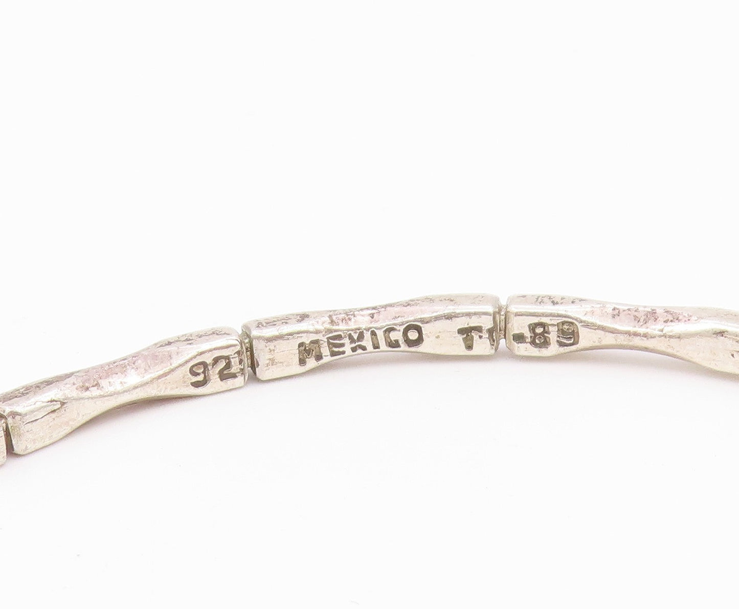 MEXICO 925 Silver  Vintage Shiny Diamond Cut Detail Bangle Bracelet  BT9044