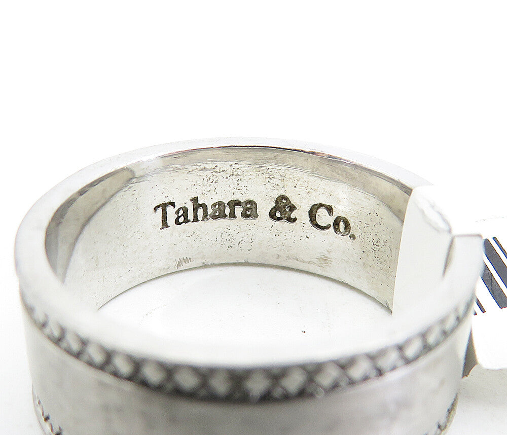 TAHARA & CO. 925 Sterling Silver  Etched Border Matte Band Ring Sz 9.5  RG5522