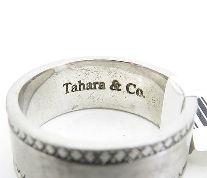 TAHARA & CO. 925 Sterling Silver  Etched Border Matte Band Ring Sz 9.5  RG5522