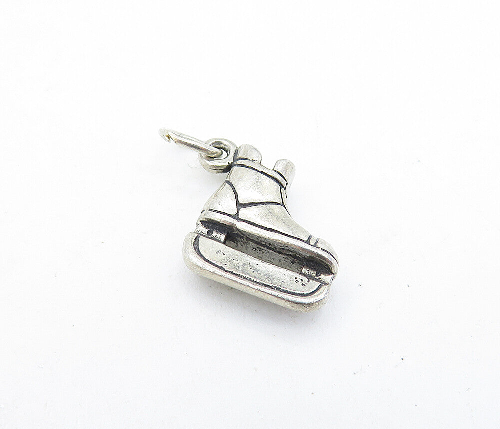 925 Sterling Silver  Vintage Petite Dark Tone Ice Skate Motif Pendant  PT4356